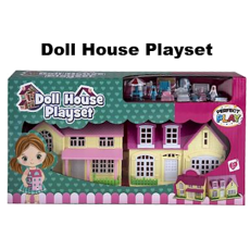 Doll House Play Set with Accessories  34 x 19cm